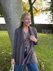 Chocolate Checked Drawstring Top Miranda