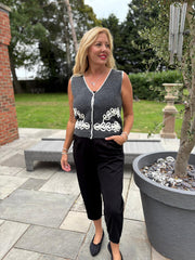 Charcoal Contrast Trim Waistcoat Jan