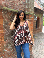 Chocolate Block Print Vest Isabella