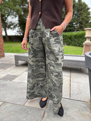 Khaki Camo Wide Leg Trousers