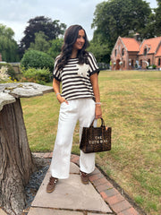 Winter White Seam Front Pull On Comfort Trousers