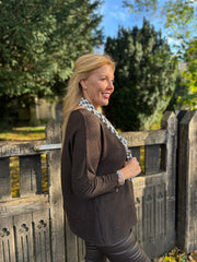 Chocolate Ribbed Knit Scarf Two Piece Jo