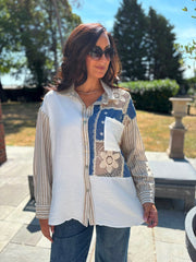 Stripe Denim Detail Shirt Jackie