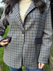 Navy Checked Blazer Sara
