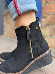 Black Zip Wedge Boots