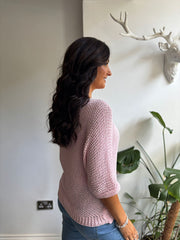 Pink Sequin Sparkle Knit Sabrina