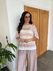 Pink Chevron Stripe Knit Olive