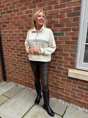 Antique Cream Chenille Half Zip Jumper Hazel