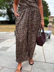Ditsy Leopard Wide Leg Trousers Sydney