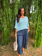 Aqua Chevron Knit Anabelle