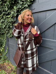 Chocolate Check Hooded Cardigan Taylor