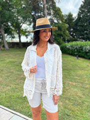 Stone Textured Lace Hem Shirt Dina