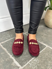 Wine Hammered Disc Chain Loafer