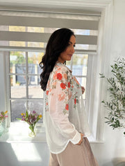 Apricot Floral Sheer Blouse Kimberley