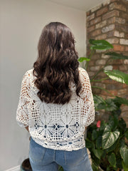 White Flower Crochet Two Piece Top Eve