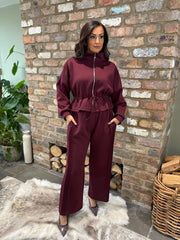Wine Drawstring Co-Ord Skylar
