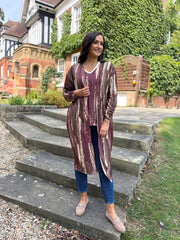 Wine Brushstroke Shimmer Cardigan Freya
