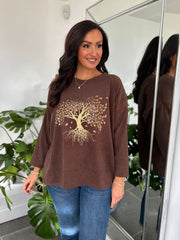 Chocolate Tree of Life Ribbed Sweatshirt Brooke