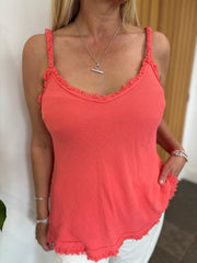 Coral Raw Edge Textured Vest Alesha