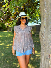 Mocha Polka Dot Top Ashley