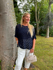 Navy Abstract Pattern Knit Tori