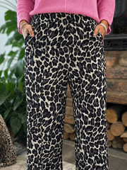 Charcoal Leopard Seam Front Trousers
