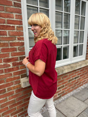 Wine Asymmetric Panel Flower Top Adele