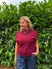 Wine Ribbed Detail Knit Petra