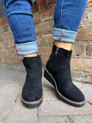 Black Zip Wedge Boots
