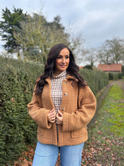 Camel Teddy Fleece Jacket Ayla