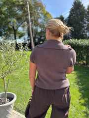 Chocolate Collared Short Sleeve Knit Annie