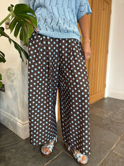Chocolate Polka Dot Wide Leg Trousers Misty