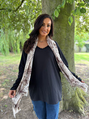 Black Fringed Neck Top Donna