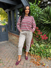 Wine Stripe Long Sleeve Top Yasmin