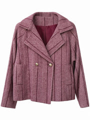 Wine Double Breasted Coat Leanne