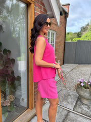 Lipstick Pink Flower Detail Vest Nina
