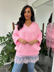Pink Two Piece V Neck Knit Eileen