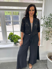 Black Wide Leg Pull on Silvia Trousers