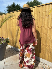 Wine Sleeveless Top Tiana