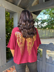 Wine Gold Angel Wings Knit Florence