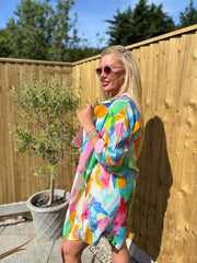 Multicolour Brushstroke Longline Shirt Polly