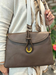 Chocolate Braid Fasten Shoulder Bag
