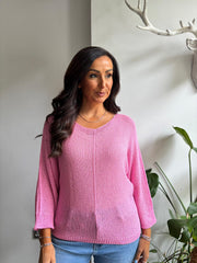 Candy Pink V Neck Knit Jodie