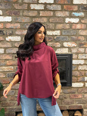 Wine Broderie Anglaise Top Judith