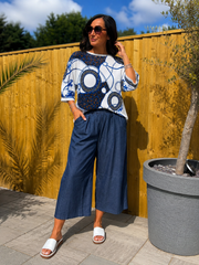 Navy Greek Key Multi Pattern Knit Top Dawn