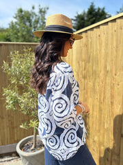 Navy Swirl Pattern Top Mercy