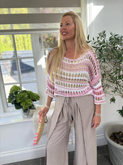 Mocha Tie Detail Wrap Trousers