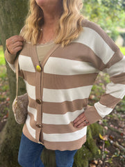 Camel Stripe Cardigan Chloe