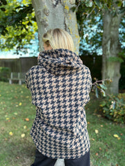 Camel Dogtooth Hooded Jacket Sadie