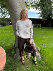 Stone Ribbed Flower Top Mika